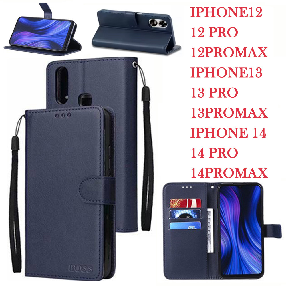 BOSS เคสฝาพับเคสใส่นามบัตรได้  สำหรับ iphone6,7,8 7plus 8plus 11 12 13 14 13mini 14 pro max 13 pro max 12proเคสเปิดปิด