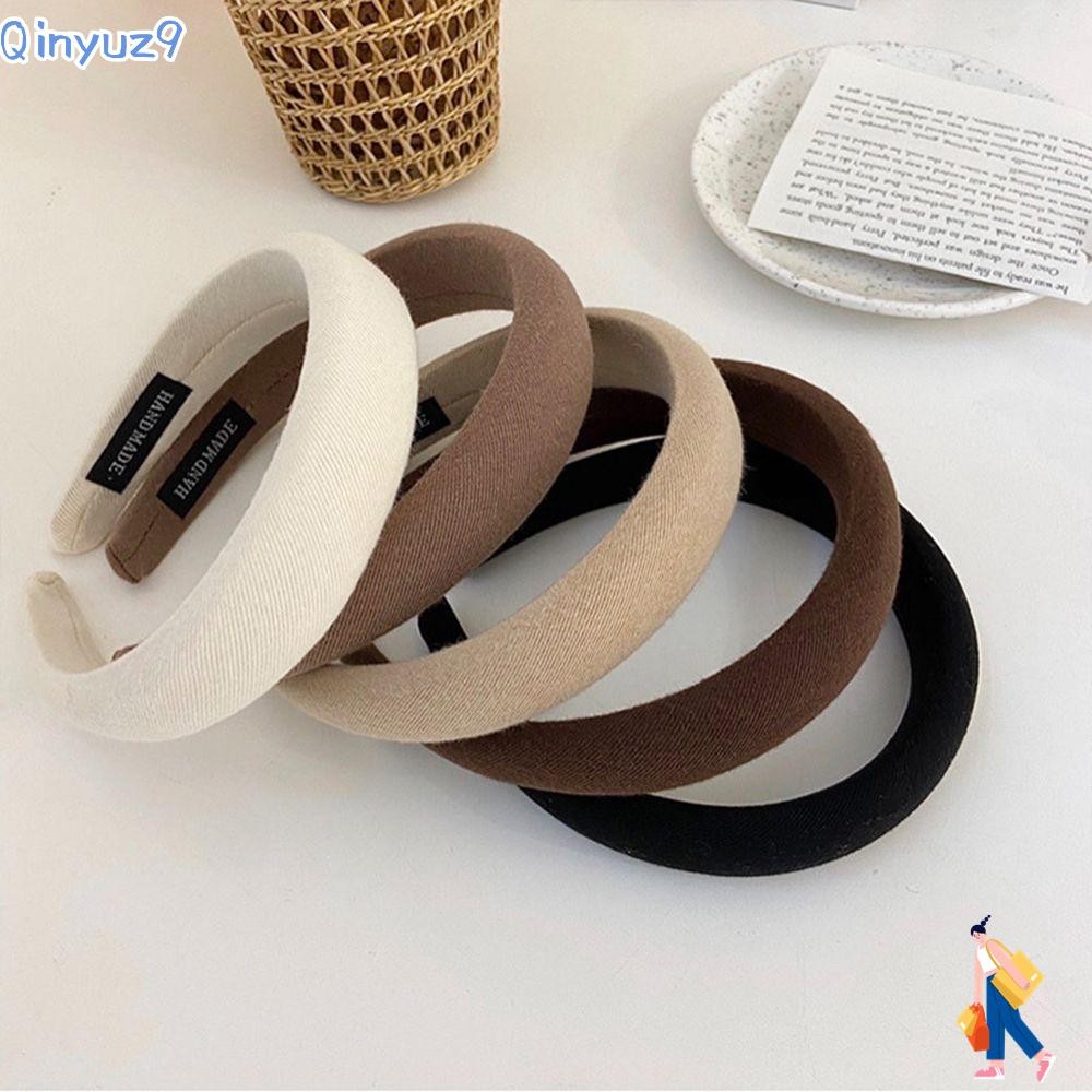 Qinyuz9 ผู้หญิงแถบคาดศีรษะ Vintage กํามะหยี่ Bezel แฟชั่นฟองน้ํา Headwear