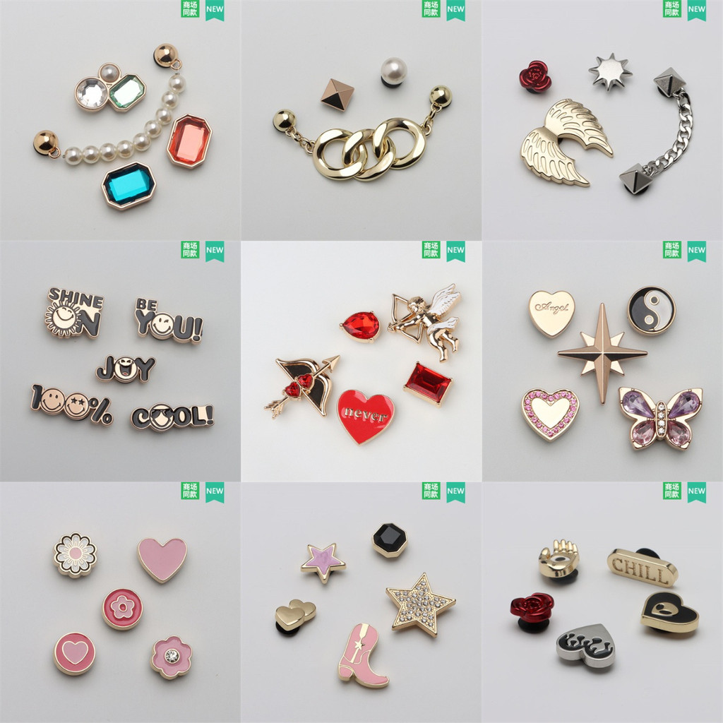 Crocs Jibbitz Metal Jibbitz Pearl Chain Shoe Buckle charm crocs High-grade Metal Heart Hole Shoe Accessories