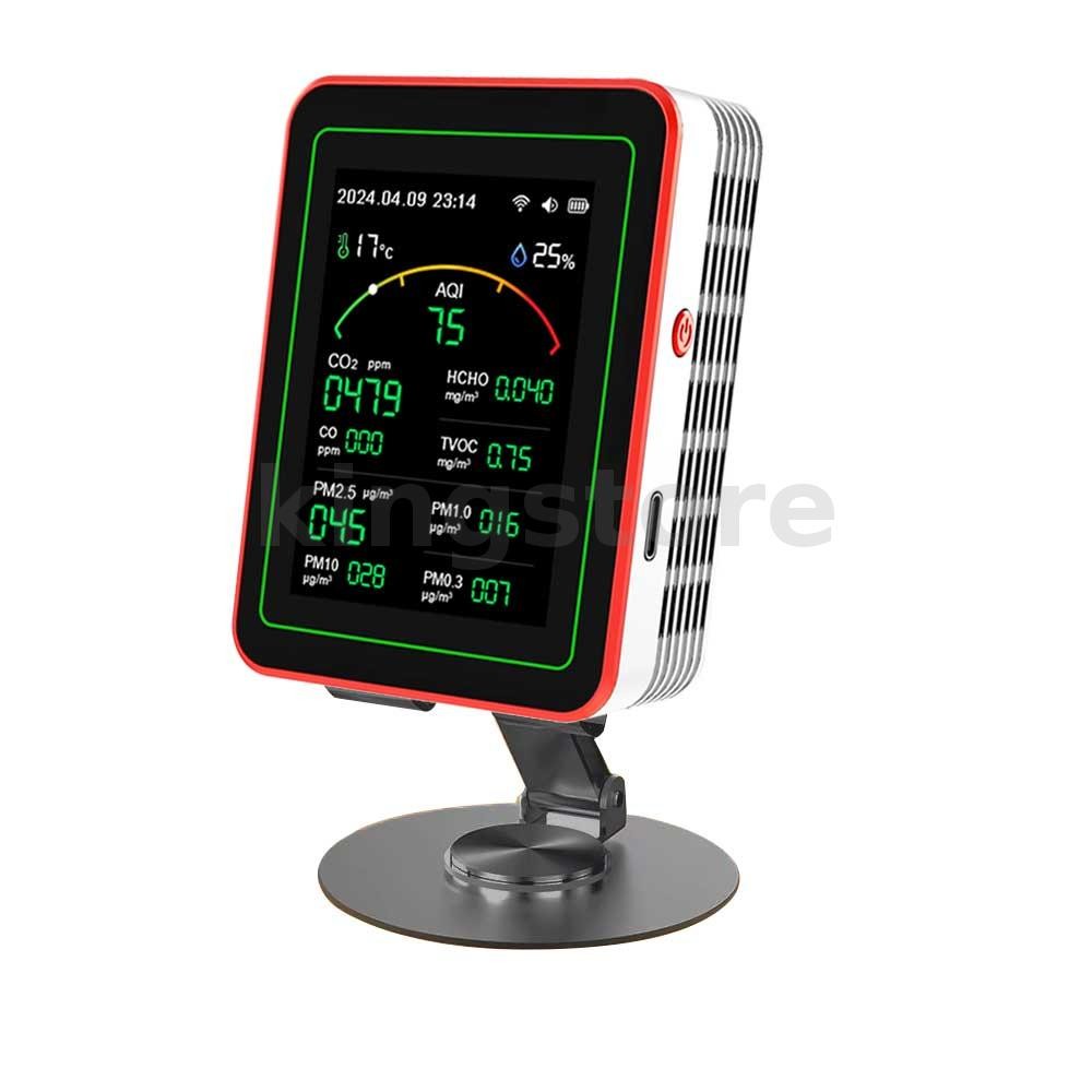 15-in-1 Air Quality Monitor 15-in-1 Smart Tester CO2 CO TVOC HCHO PM2.5 PM1.0 PM10 AQI แบตเตอรี่ขับเคลื่อน Real-Time Display สําหรับ Home Office