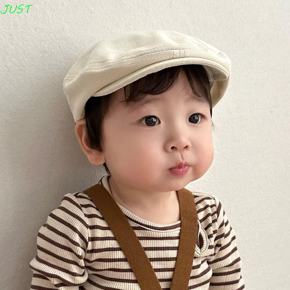 Just Kids Peaked Cap, ปักตัวอักษรสีทึบเด็ก Beret หมวก, Retro Harajuku หมวกไปข้างหน้าหมวกแปดเหลี่ยม C Newsboy หมวกกลางแจ้ง