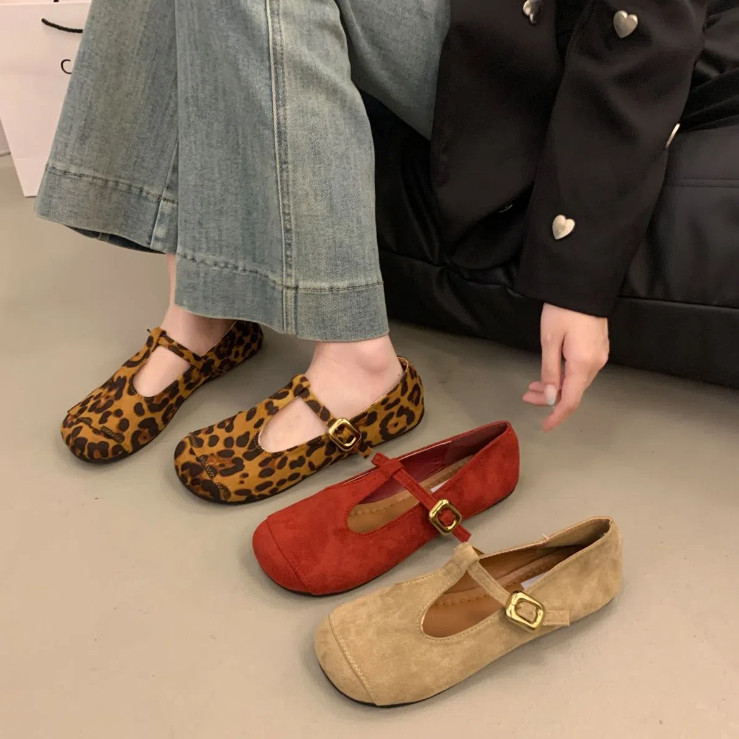 Retro Flat Mary Jane Shoes, Suede Soft-Soled Lazy Shoes