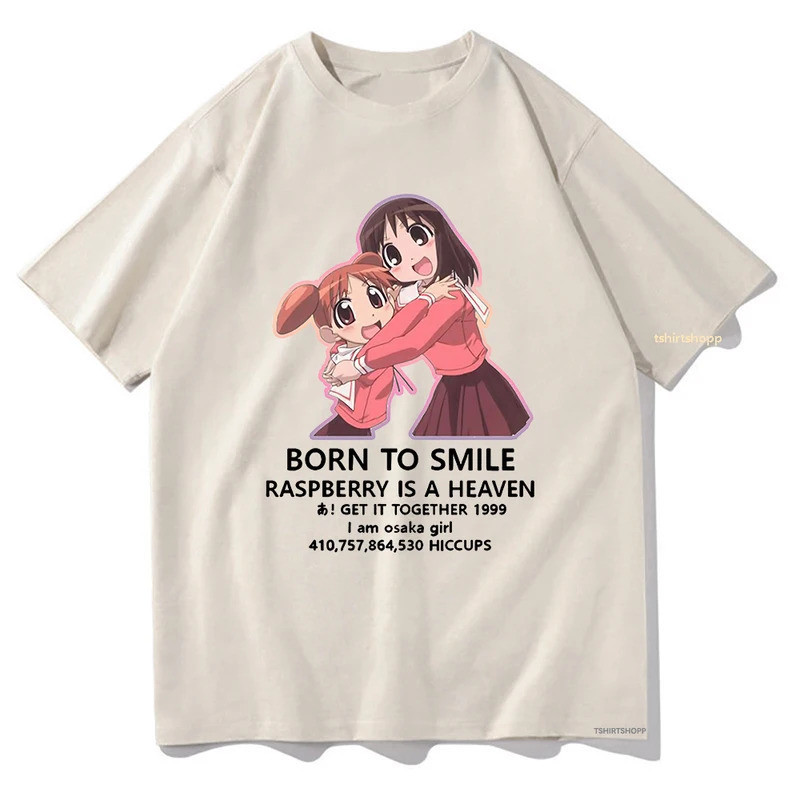 ใหม่ Kawaii อะนิเมะ Azumanga dayoh Born To SMILE TShirt ตลกผู้ชาย/ผู้หญิงเสื้อผ้า Harajuku เสื้อยืด 
