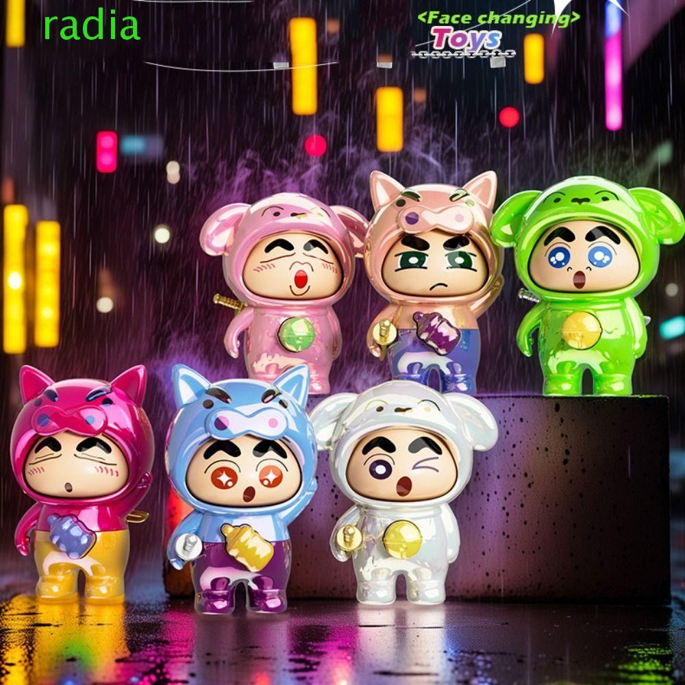 Radiantzap ตุ๊กตาเปลี่ยนหน้าเครยอนชินจัง,งานฝีมือ DIY พร้อมพวงกุญแจของเล่นแต่งหน้าหน้าชินจัง,พลาสติกสไตล์จีน 3 ของเล่นเปลี่ยนหน้าตุ๊กตาคริสต์มาส