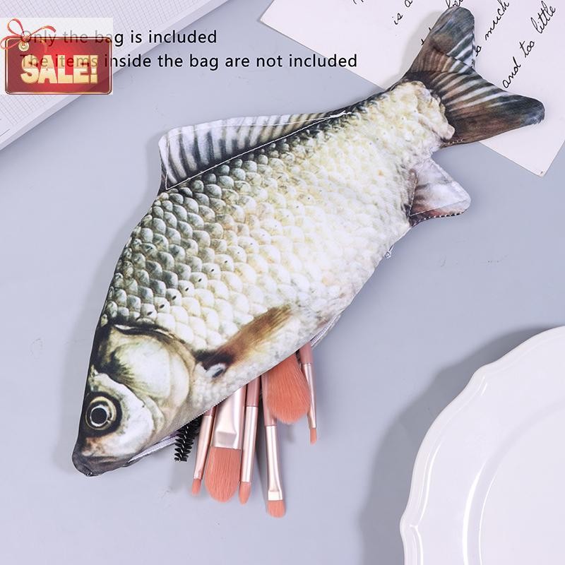 Bl Crucian ปลาคาร์พปากกากระเป๋าที่สมจริงรูปปลา Make-up กระเป๋าปากกาดินสอซิป Back To School กระเป๋าดินสอกระเป๋าดินสอ A - รูปที่ 2