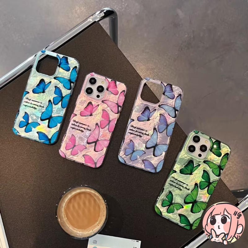 เคสผีเสื้อแฟนตาซีสีสันสดใส เข้ากันได้สำหรับ IPhone 16 13 14 11 15 12 Pro Max 16 7 15 8 Plus XR X XS Max SE 2020 ปิดบัง