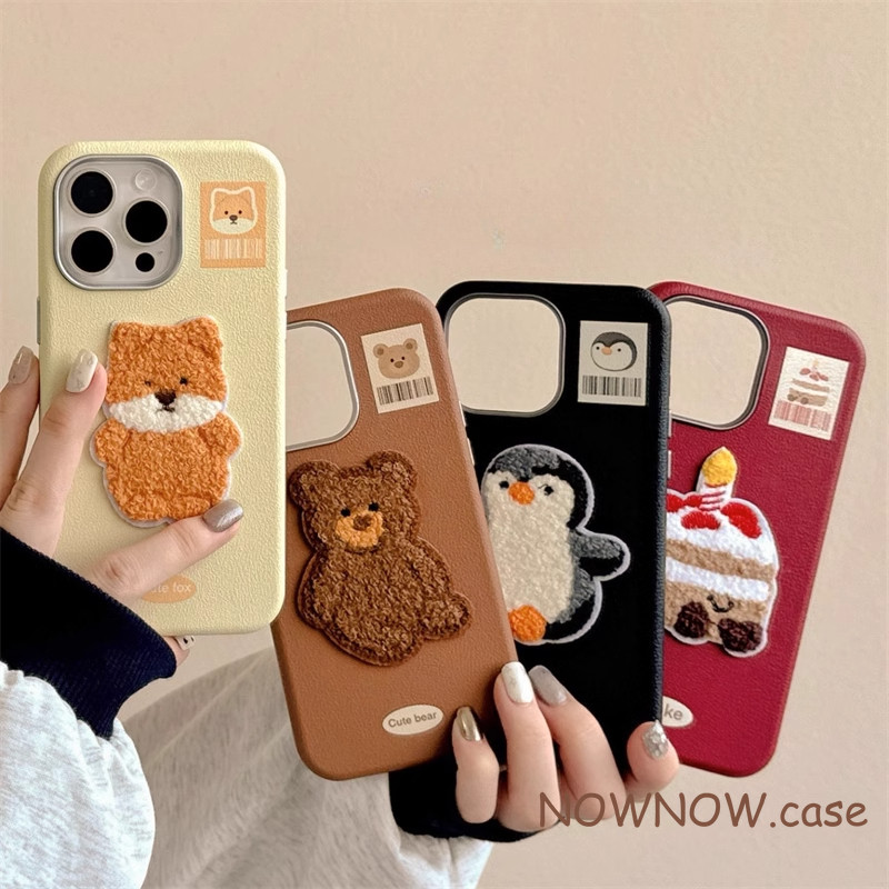 สําหรับ IPhone 16 15 14 13 12 11 Pro Max X XR XS Max 7 8 Plus น่ารักปักขนสัตว์สัตว์การ์ตูนเคสโทรศัพท์ปกอ่อน