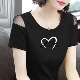 เสื้อยืดแขนสั้นปลอมสไตล์เกาหลีสําหรับฤดูร้อนของผู้หญิงแฟชั่นใหม่แสงหรูหราลําลองสั้นด้านบน