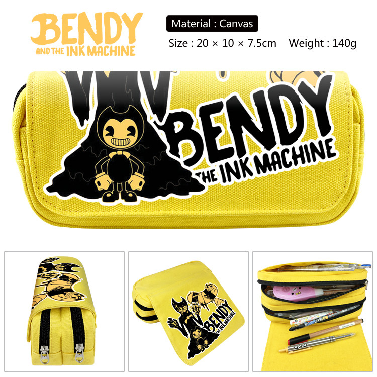 Bendy and the Ink Machine Game Fashion Black Cartoon Canvas Student Stationery Pencil Case Gift