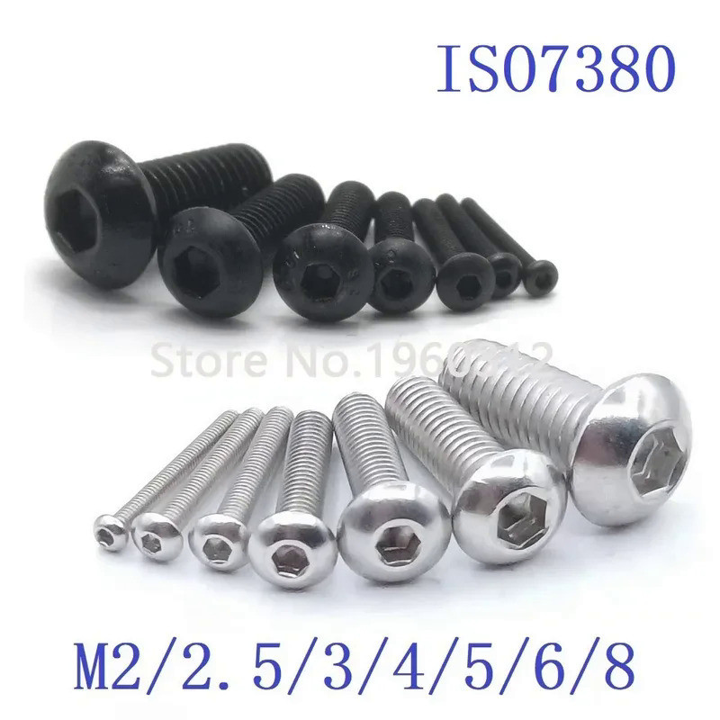 5-50p ISO7380 M2 M2.5 M3 M4 M5 M6 M8 304 A2 Round Stainless Steel or Black G10.9  Hex Socket screw B