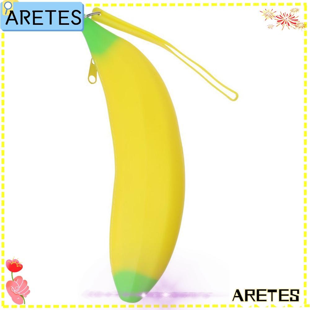 กระเป๋าสตางค์ ARETS Banana Zero, ซิลิโคน 2.36*7.87 นิ้วกระเป๋าปากกาซิลิโคน, สํานักงานดินสอสีเหลืองรู