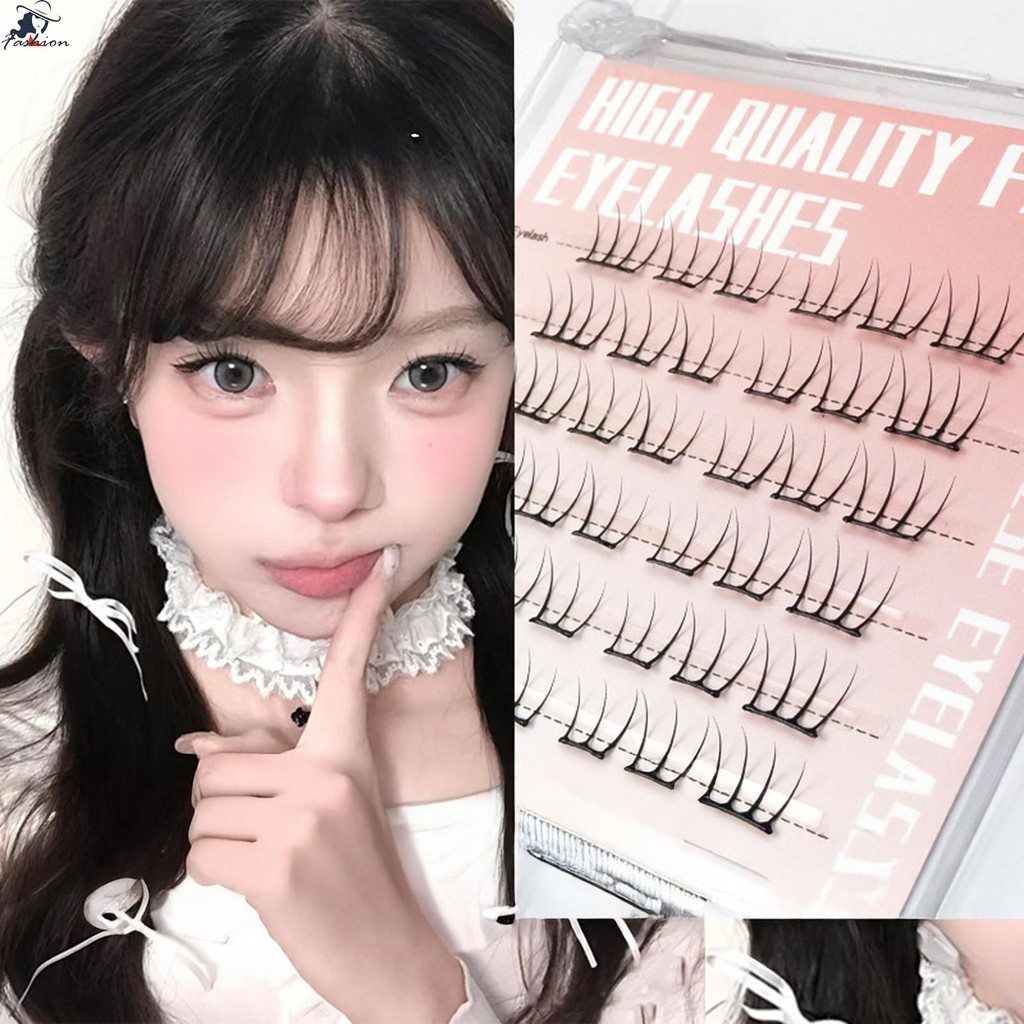 ธรรมชาติ Pre-กาว Eyelash Clusters C Curl ขนตาปลอมแบบใช้ซ้ําได้เหมาะสําหรับแต่งหน้าที่บ้าน