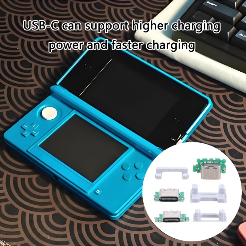 HAN คอนโซลที่มีประสิทธิภาพ USB C ชาร์จพอร์ตชุดแปลงสําหรับ 3DS ใหม่ 3DS XL 3DS XL