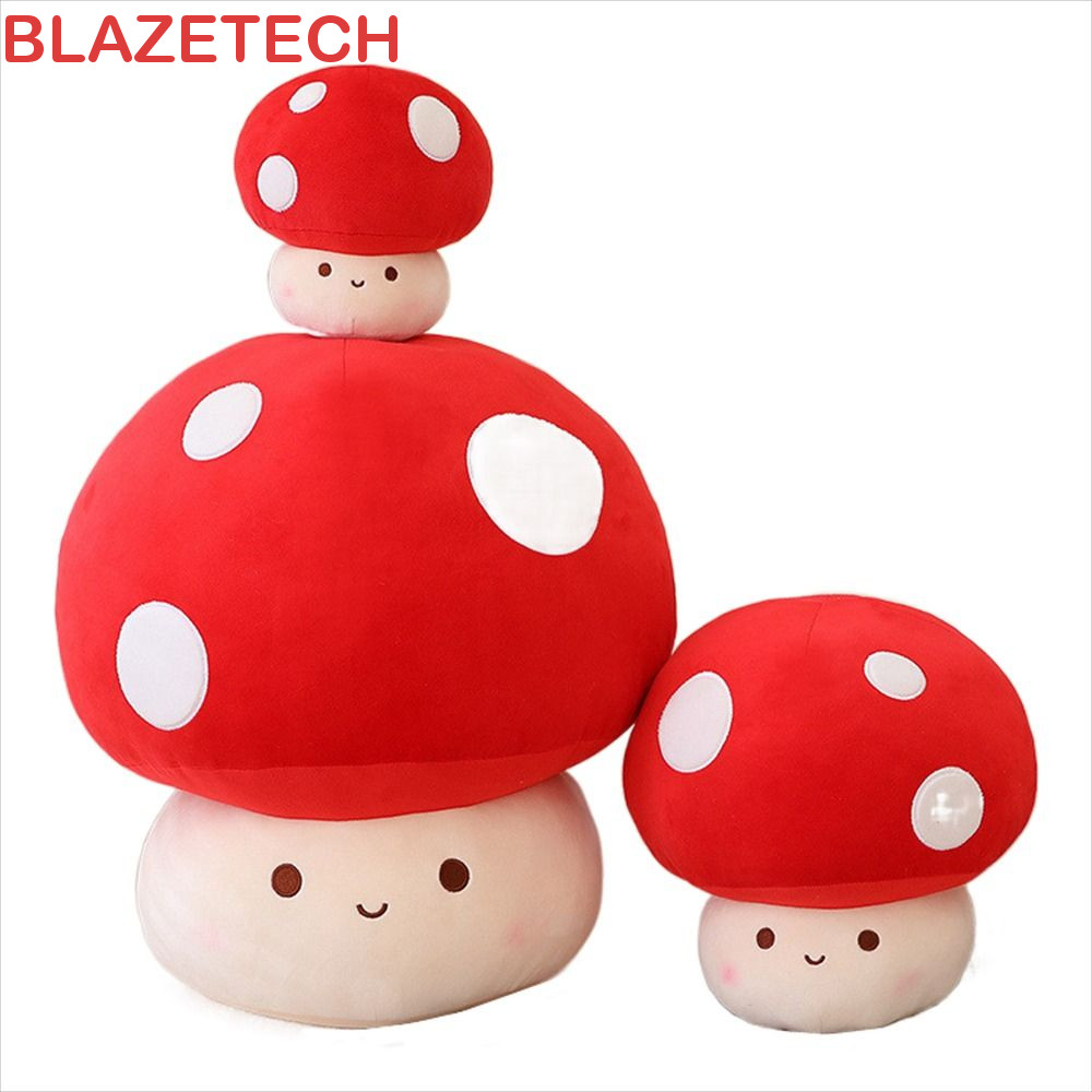 BLAZETECH เห็ด Plushie พืชของเล่นตุ๊กตา Kawaii สีแดงสร้างสรรค์โซฟาตกแต่งเบาะนอนเห็ดตุ๊กตาหมอน