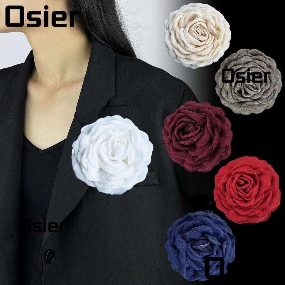 OSIER1 เข็มกลัดปก, ดอกไม้ขนาดใหญ่ 9 ซม. เข็มกลัด Camellia, แฟชั่นหลายชั้นสไตล์ฝรั่งเศสประดับ Pin