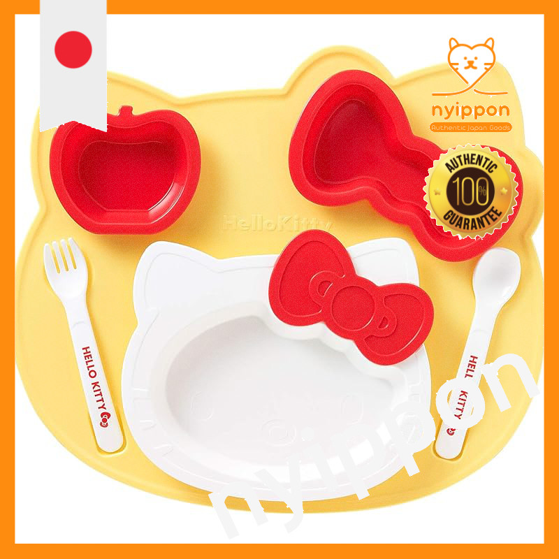 OSK Hello Kitty Plate Set Made in Japan Dishwasher Safe Stylish Cute for Girls Kids Tableware Plates Spoon Fork KP-18