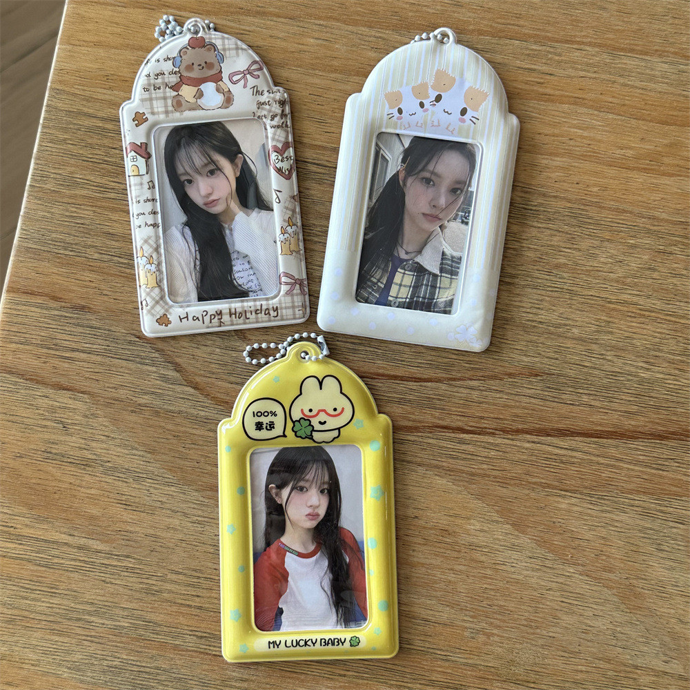 Ins Ping Light Rabbit Marshmallow Cat 10 ซม.ผู้ถือบัตรโพลารอยด์ไอดอลการ์ดขนาดเล็ก Lucky Storage Display จี้