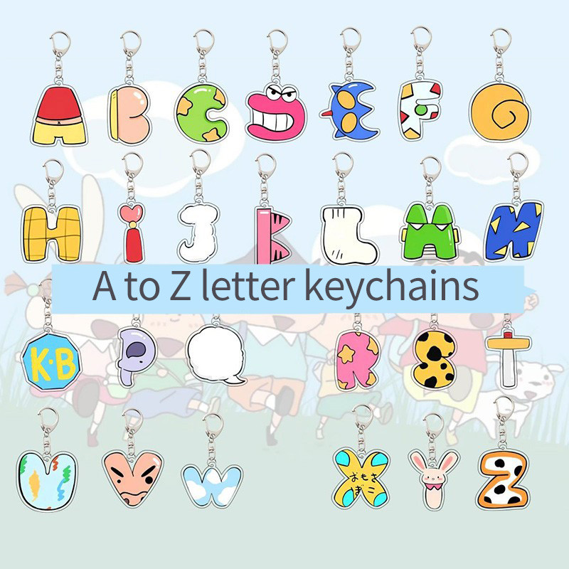 พวงกุญแจตัวอักษรสร้างสรรค์อุปกรณ์ต่อพ่วงแอนิเมชั่นพิมพ์พวงกุญแจกระเป๋าเป้สะพายหลังจี้ของขวัญ