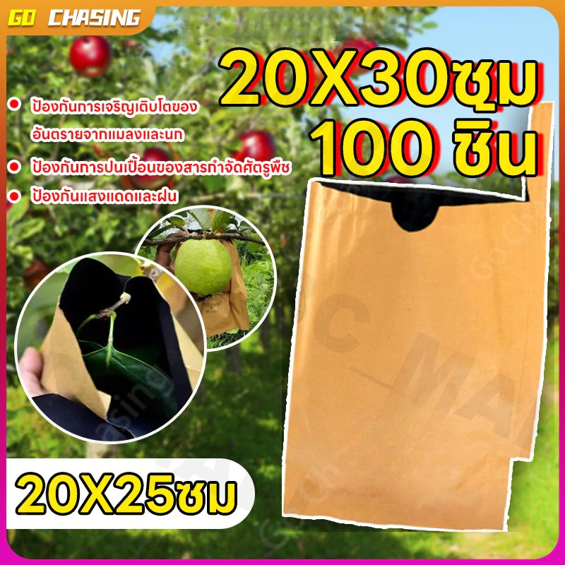 ถุงห่อฝรั่ง 20x30 ซ.ม ที่ห่อฝรั่ง ถุงห่อผลไม้ 2 ชั้น กันน้ำ ถุงใส่ผลไม้ ห่อฝรั่ง ถุงกันแมลง กันน้ำ กันแมลงและนก