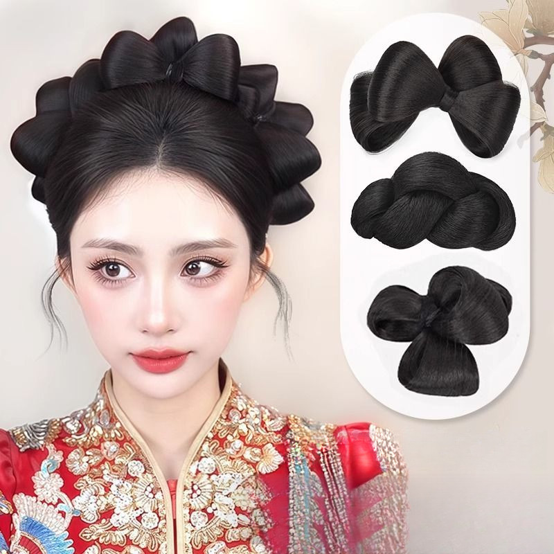 สไตล์จีน Pre-Made Curling Xiuhe กระเป๋าผมหญิงเจ้าสาวจัดแต่งทรงผม Handy เครื่องมือ Pre-Made ผลิตภัณฑ์สําเร็จรูปช่างแต่งหน้าเฉพาะ W