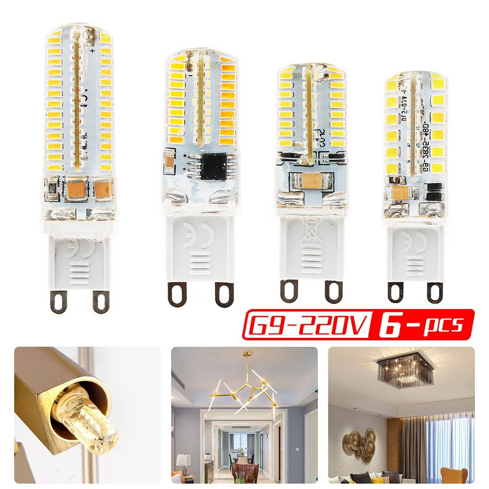 6 แพ็ค LED AC220V G9 แหล่งกําเนิดแสงคริสตัล 7W 9W 10W 12W LED จี้แหล่งกําเนิดแสง SMD2835 3014 หลอดไฟ