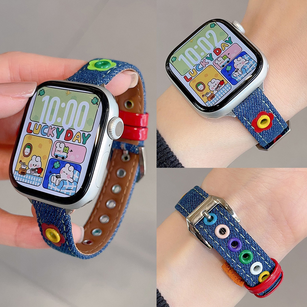 สายรัดข้อมือหนังเดนิมลายดอกไม้สุดน่ารักสำหรับ Redmi Watch 5 Active Slim สำหรับผู้หญิง สายรัดข้อมือทดแทน Redmi Watch 5 Lite อุปกรณ์เสริม