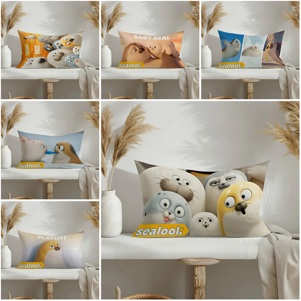 "Sealook" ปลอกหมอนโพลีเอสเตอร์พิมพ์ลายด้านเดียวตกแต่งบ้านปลอกหมอนสี่เหลี่ยม (ไม่รวมแกนหมอน)