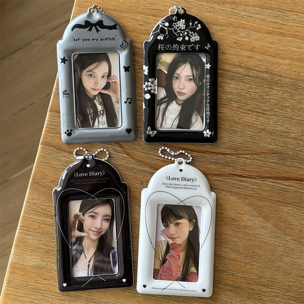 อิน โบว์เงินสีดําสีขาวหัวใจรัก10เซนติเมตรผู้ถือบัตรโพลารอยด์รักถั่วการ์ดขนาดเล็กวิทยาเขตบัตรการจัดเก็บแสดงจี้