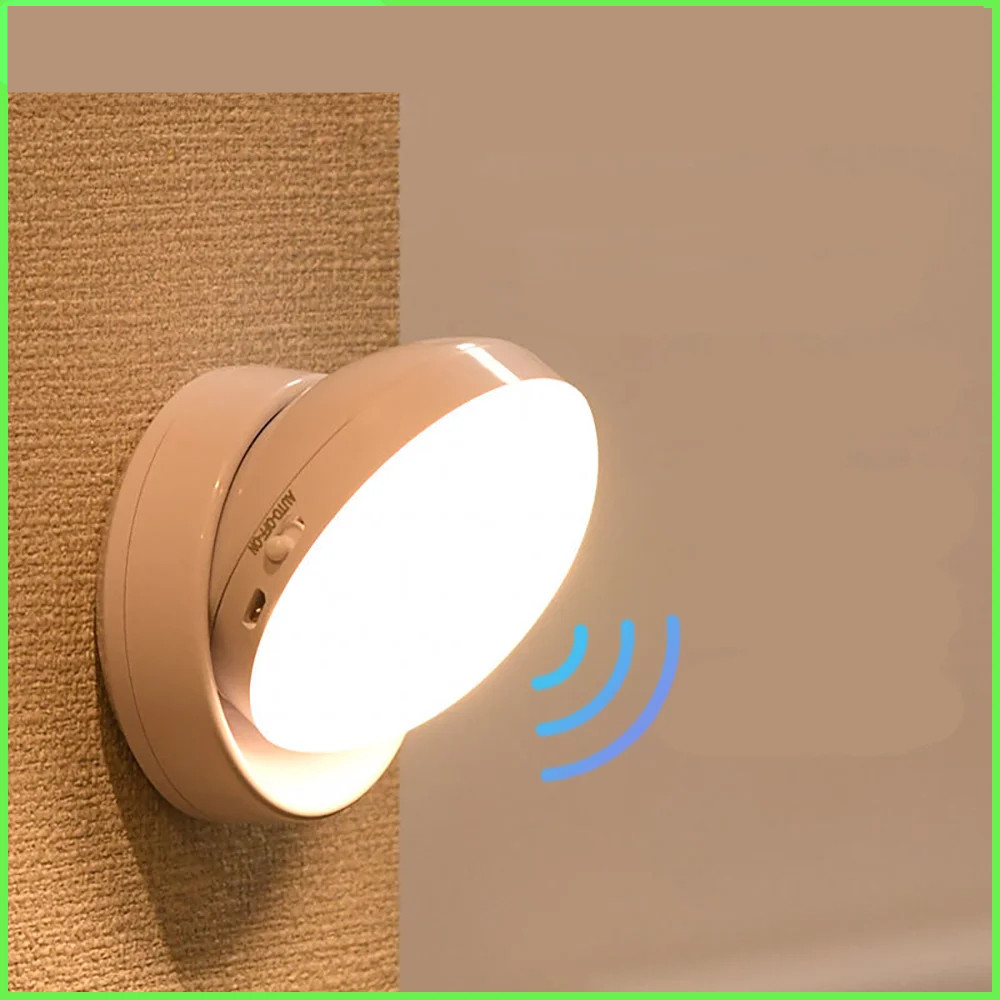 360 หมุนไฟกลางคืน Motion Sensor Light ชาร์จไร้สาย LED แสงแม่เหล็กสําหรับห้องโต๊ะข้างเตียงตู้แสง