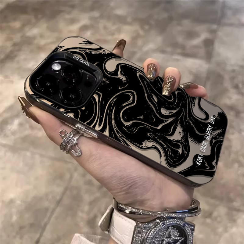 ❤️จัดส่งทันที❤️เคสไอโฟน11 12 13 14 15 16 17 Pro Max black ink matte shockproof Case For iPhone XR,XS,7/8P,LUS,14+,16PM - รูปที่ 2