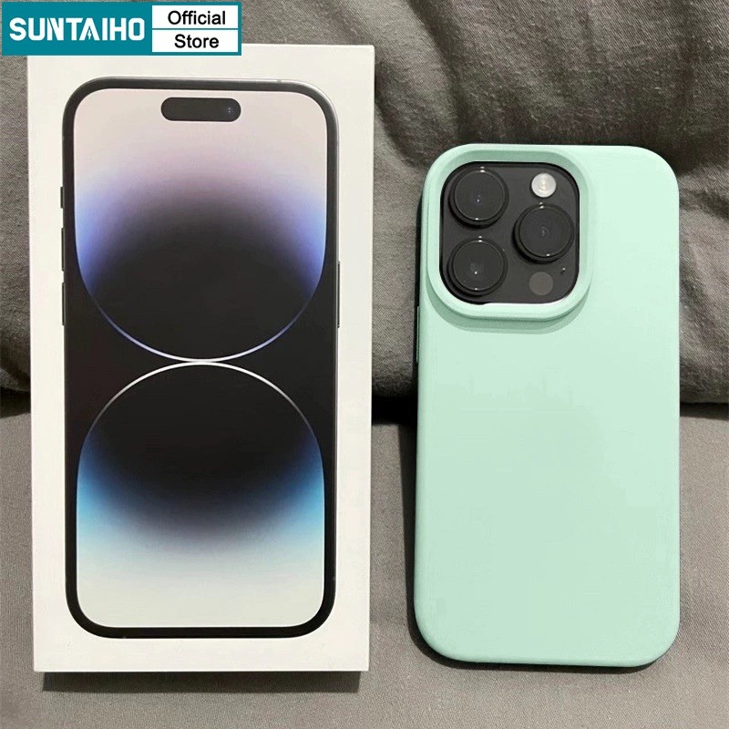 Suntaiho เคสไอโฟน ซิลิโคนเหลวพรีเมี่ยมนุ่มกันกระแทกง่ายสวยงามเคสสีขนมสำหรับ iPhone 11 12 13 14 15 16 Pro Max IP 7 8 Plus Iphon X XS XR XS Max - รูปที่ 2