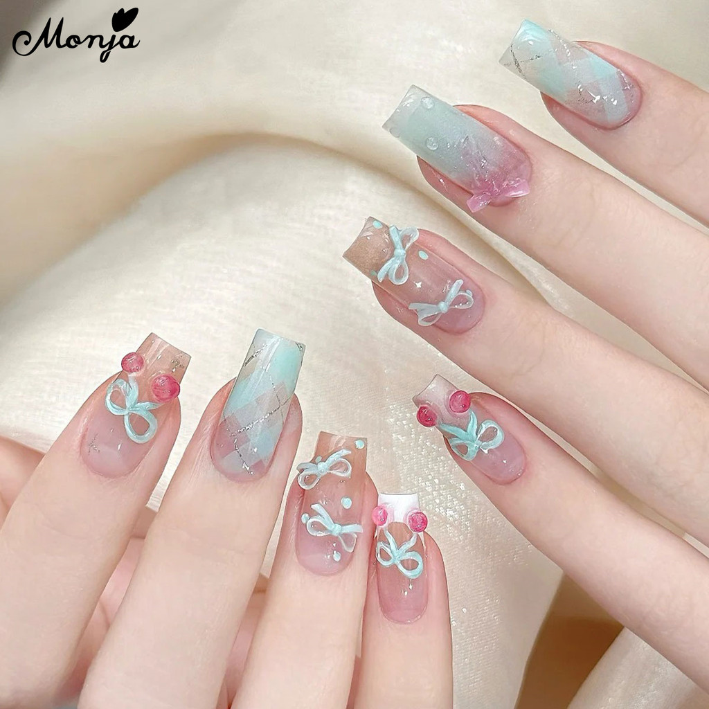 Monja เล็บสติกเกอร์นูน น่ารัก Cherry Bow น่ารักผลไม้ Decals บรรเทา กาว Sliders แกะสลัก ตกแต่งเล็บ ราคา ถูกที่สุด ดีลบีเคเค แกลเลอรีภาพที่ 2