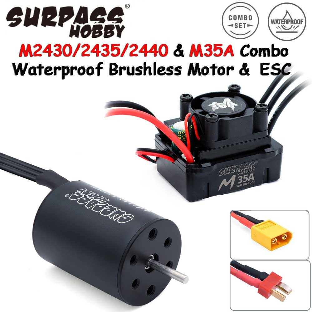 SURPASS HOBBY กันน้ํา Combo M2430/2435/2440 มอเตอร์ไร้แปรง W/M35A ESC 2S สําหรับ Wltoys 1/16 1/18 RC