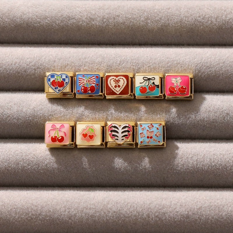 ดอกไม้เชอร์รี่สีทอง Charm อิตาเลี่ยน Links Fit 9 มม.สร้อยข้อมือ DIY Love ดอกไม้ผีเสื้อ Charm สร้อยข้อมือ Link อุปกรณ์เสริม Retro โมดูลสร้อยข้อมืออุปกรณ์เสริม - รูปที่ 4