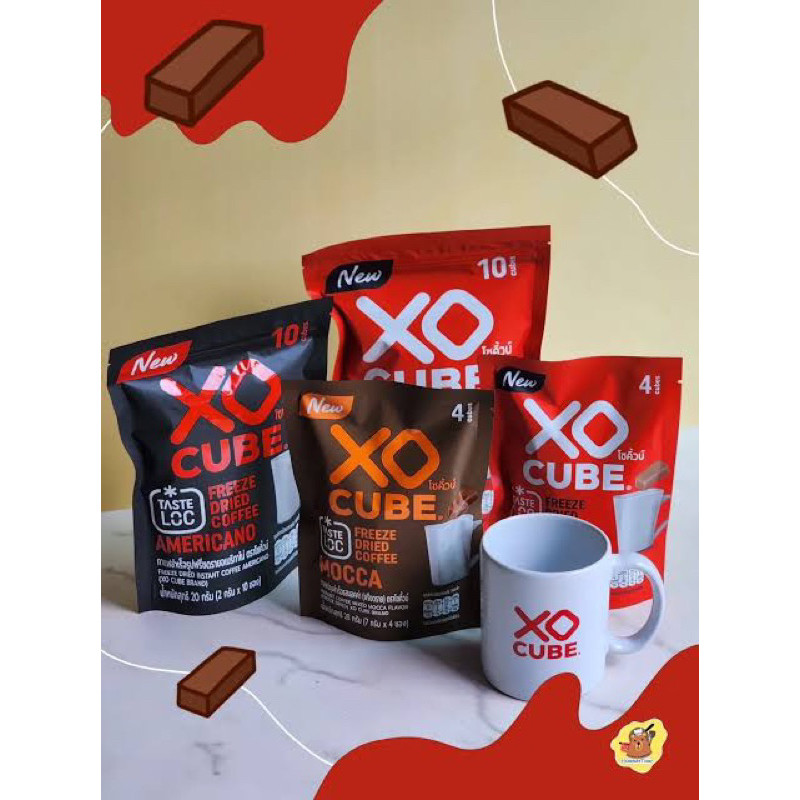 สุดล้ำ กาแฟก้อน ฟรีซดราย 3สูตร แพ็ค 4ก้อน อเมริกาโน่ / ม็อคค่า/ 3อิน1  XO cube coffee