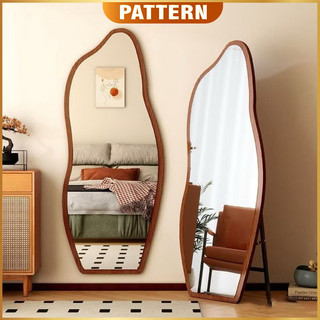 PATTERN Nordic Full Length Large Wood Frame Stand Mirror OOTD Hanging Full Body 160x60cm Cermin Panjang