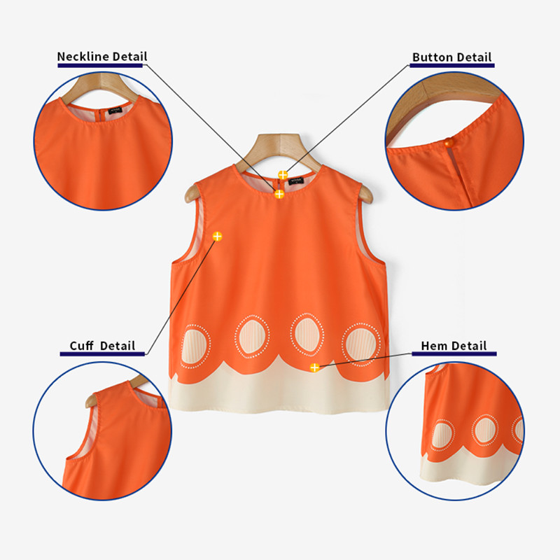 VONDA ผู้หญิงเกาหลีลําลองคอกลมแขนกุดพิมพ์ Girlish Everyday Wear Tanks - รูปที่ 7