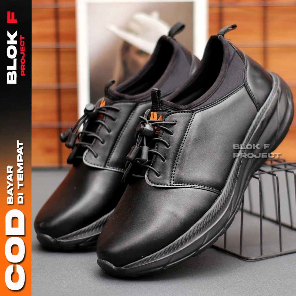 B1 Date รองเท้าทํางานสีดําอย่างเป็นทางการสําหรับผู้ชาย รุ่น Modern สต็อก PREMIUM