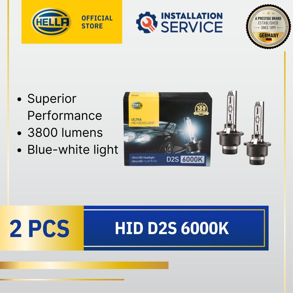 HELLA HID Xenon Headlight Bulb D2S 6000K 8GS 178 560-912 (2 bulbs)