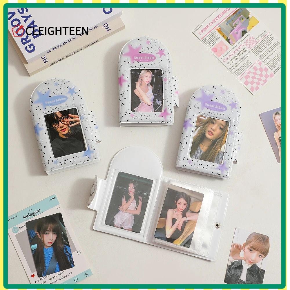 Cleighteen โปสการ์ด ที่ใส่อัลบั้ม, อัลบั้มภาพ PVC 3 นิ้ว, ที่เก็บภาพสองด้าน 20 แผ่น Kpop Idol Card กระเป๋าผู้ถือป้องกัน