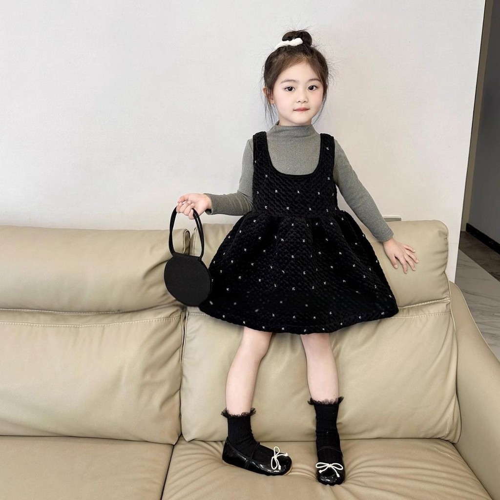 สาวหนาชุด2024ฤดูใบไม้ร่วงฤดูหนาวรูปแบบใหม่บวกกํามะหยี่ผ้าฝ้ายเด็กเวอร์ชั่นเกาหลีแฟชั่นเสื้อกั๊กกระโปรงสองชิ้นสูท