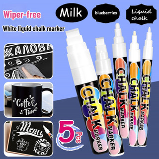 5Pcs White Chalk Markers Highlighter Liquid Dry Erase Washable Blackboard Pen(1mm,3mm,6mm,10mm,15mm)