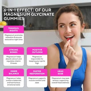 Magnesium Glycinate Gummies ปรับปรุงคุณภาพการนอนหลับ บรรเทาความวิตกกังวลและความเครียด