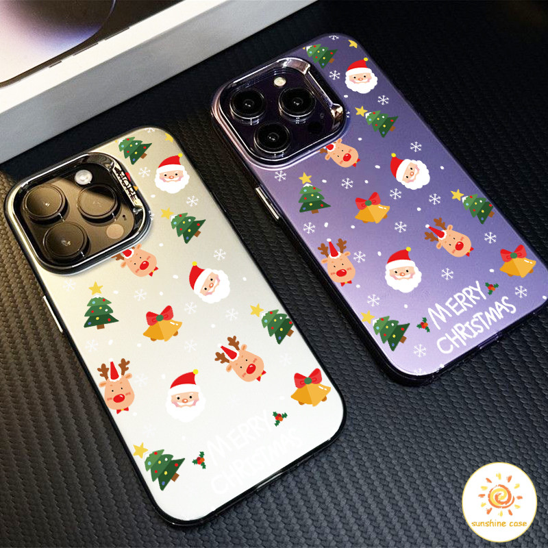 GOOD เคส iPhone สีเมทัลลิค Creative Christmas ไอโฟน11 For iPhone12 13 14 15Pro MAX X XS XR XS 6 7 8Plus SE2020