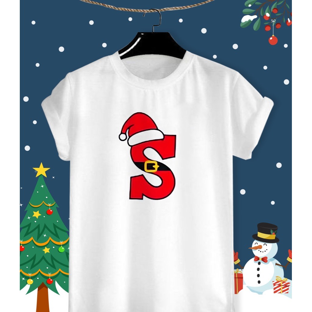 เสื้ออักษร S คริสต์มาส Merry Christmas Xmas ผ้า TK ใส่สบาย สีสันสดใส ไม่ยืดไม่ย้วย