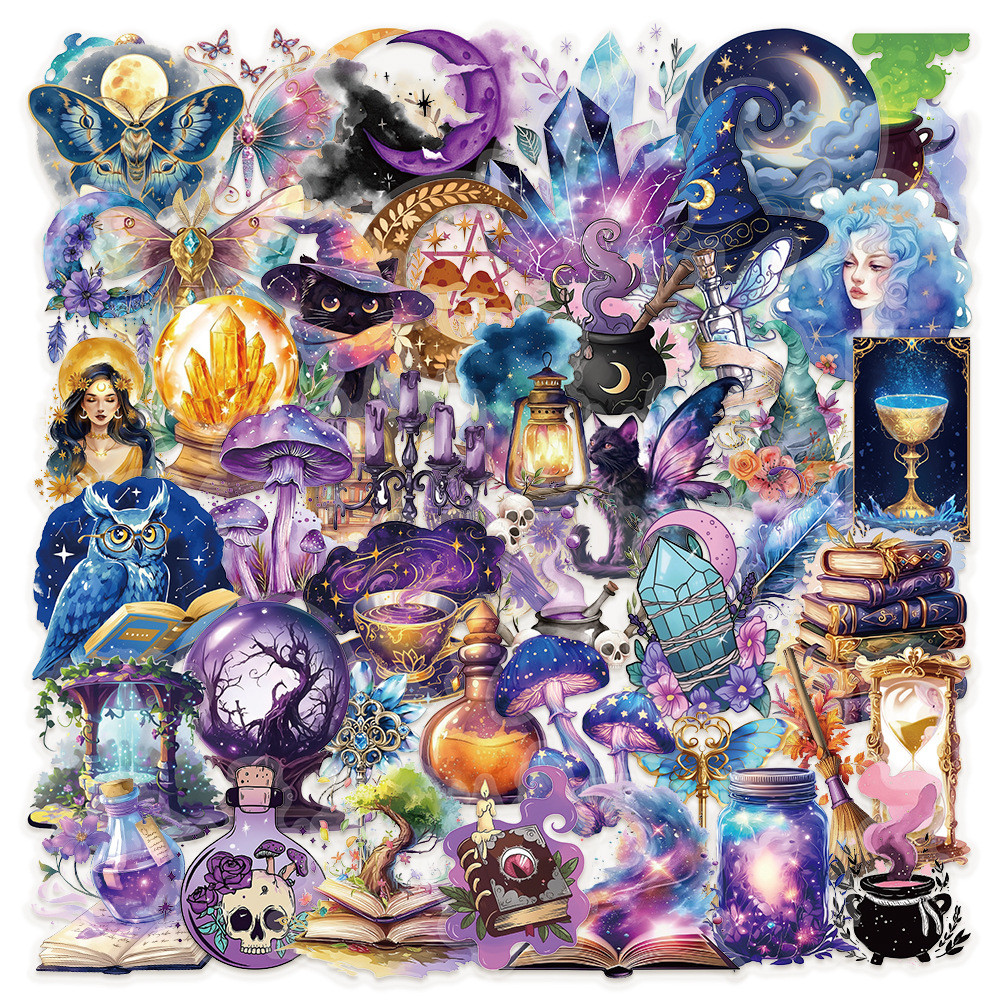 50 ชิ้น Mystic Witchcraft PET พลาสติกสติกเกอร์ Transpanrent สีสันสดใส