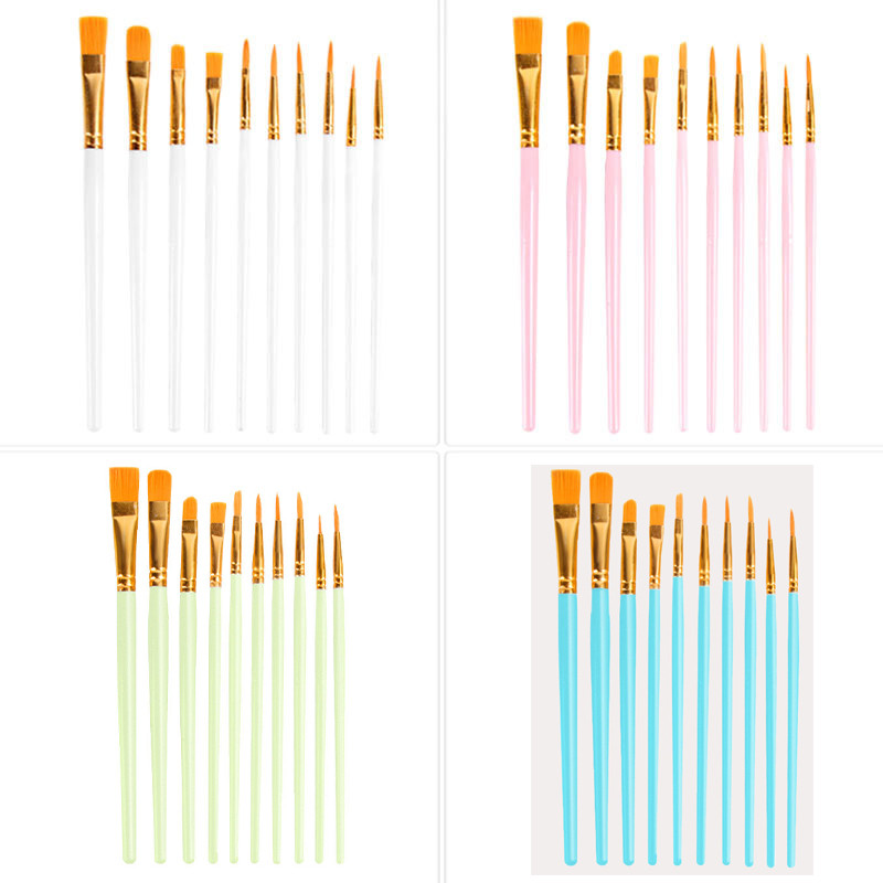 SZX ชุดแปรงทาสีไนลอน10ชิ้นแปรงระบายสีน้ำมันอะคริลิกแท่งสั้นปากกาสีน้ำอุปกรณ์ศิลปะมืออาชีพคุณภาพสูง - รูปที่ 5