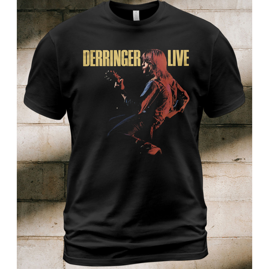 เสื้อยืดผ้าฝ้าย Rick Derringer Derringer Live Album Tee Kevin Cronin Let Me In