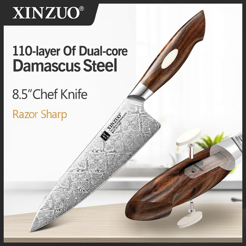 XINZUO 8.5" inch Chef's Knife Original 110 Layers of Dual-core Damascus Steel Kitchen Knife Stainles