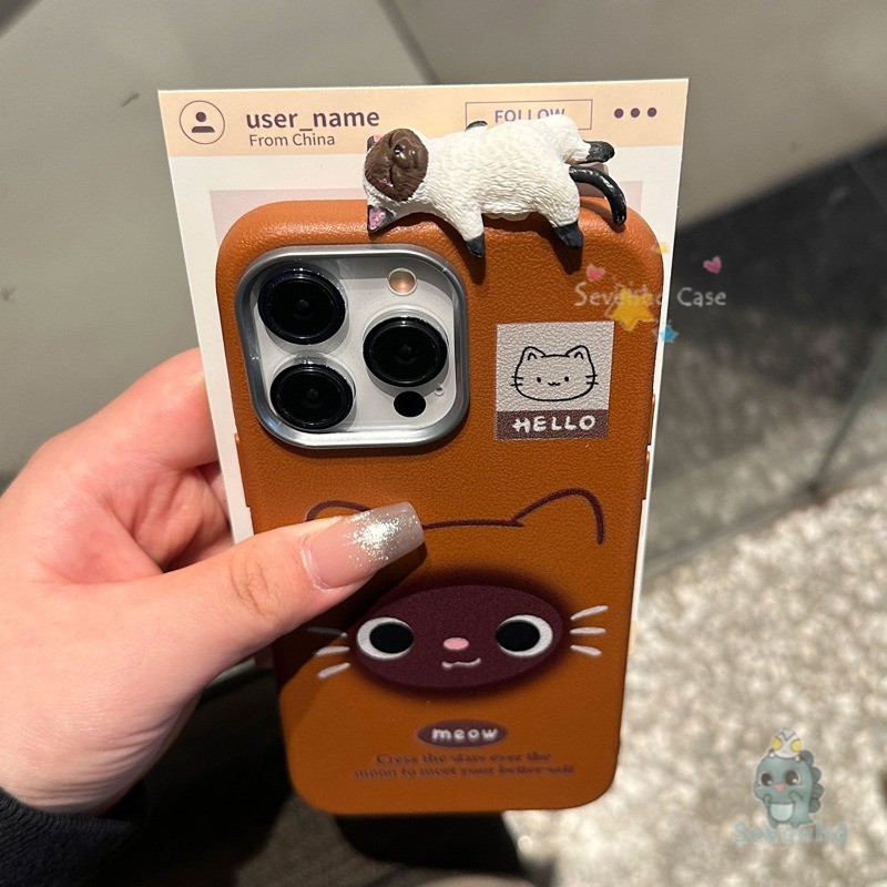 3d ตุ๊กตาแมวสําหรับ iPhone 11 8 7 6 Plus 16 15 14 13 12 Pro Max XR X XS Max Ins แฟชั่นเกาหลีน่ารักลูกแมวเคสโทรศัพท์กันกระแทกฝาหลังป้องกัน